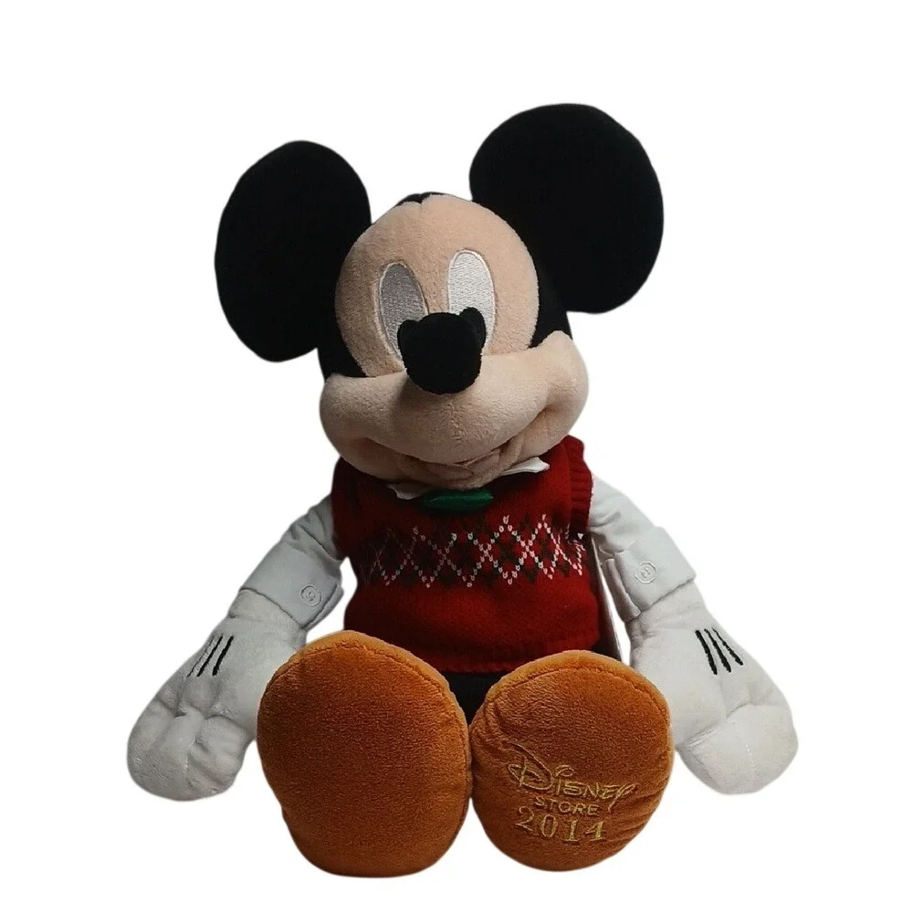 Disney Store Plush‎ Mickey Mouse Red 2014 Holiday Argyle Sweater Vest NWT